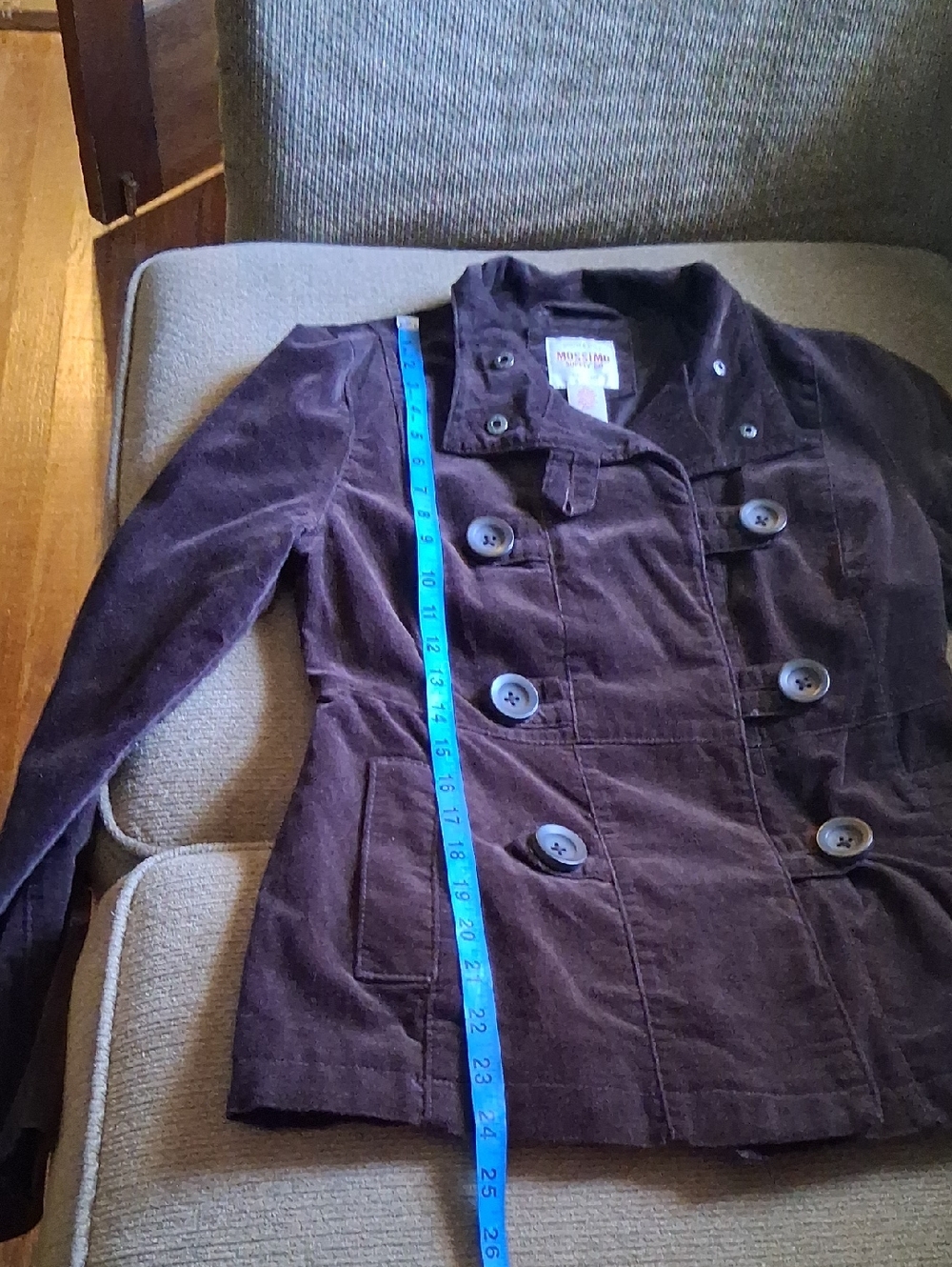 Mossimo Supply Co. Dark Brown Corduroy Double-Breasted Pea Coat - Picture 6 of 6